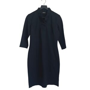 J. McLaughlin Terin Solid Black Ruffle Collar Dress